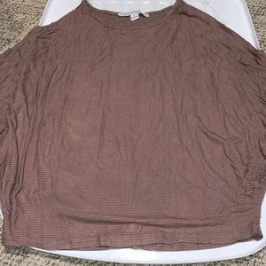 Brown blouse with balloon sleeves with tie at end